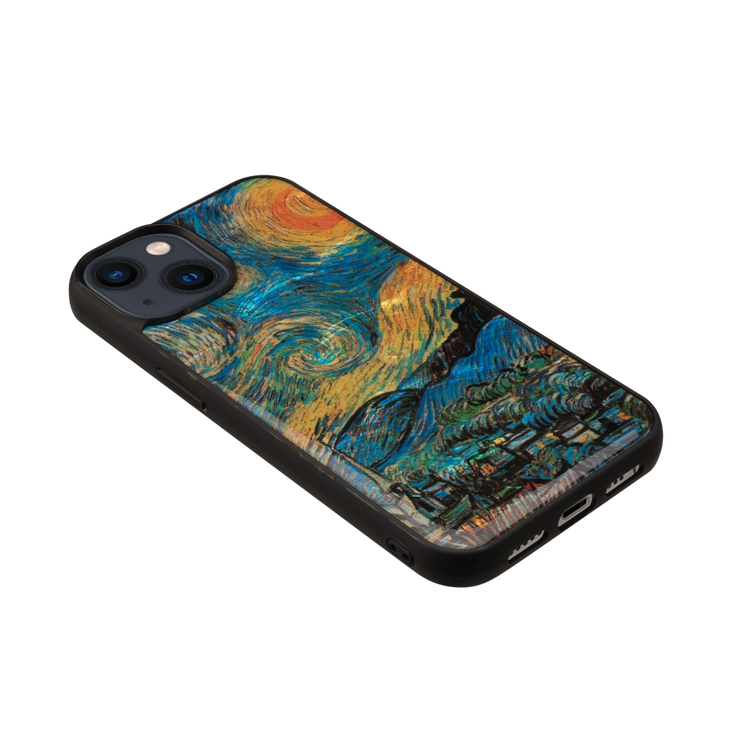 ikins 天然貝ケース [ iPhone 14 / 14 Pro ] 名画シリーズ ゴッホ パール