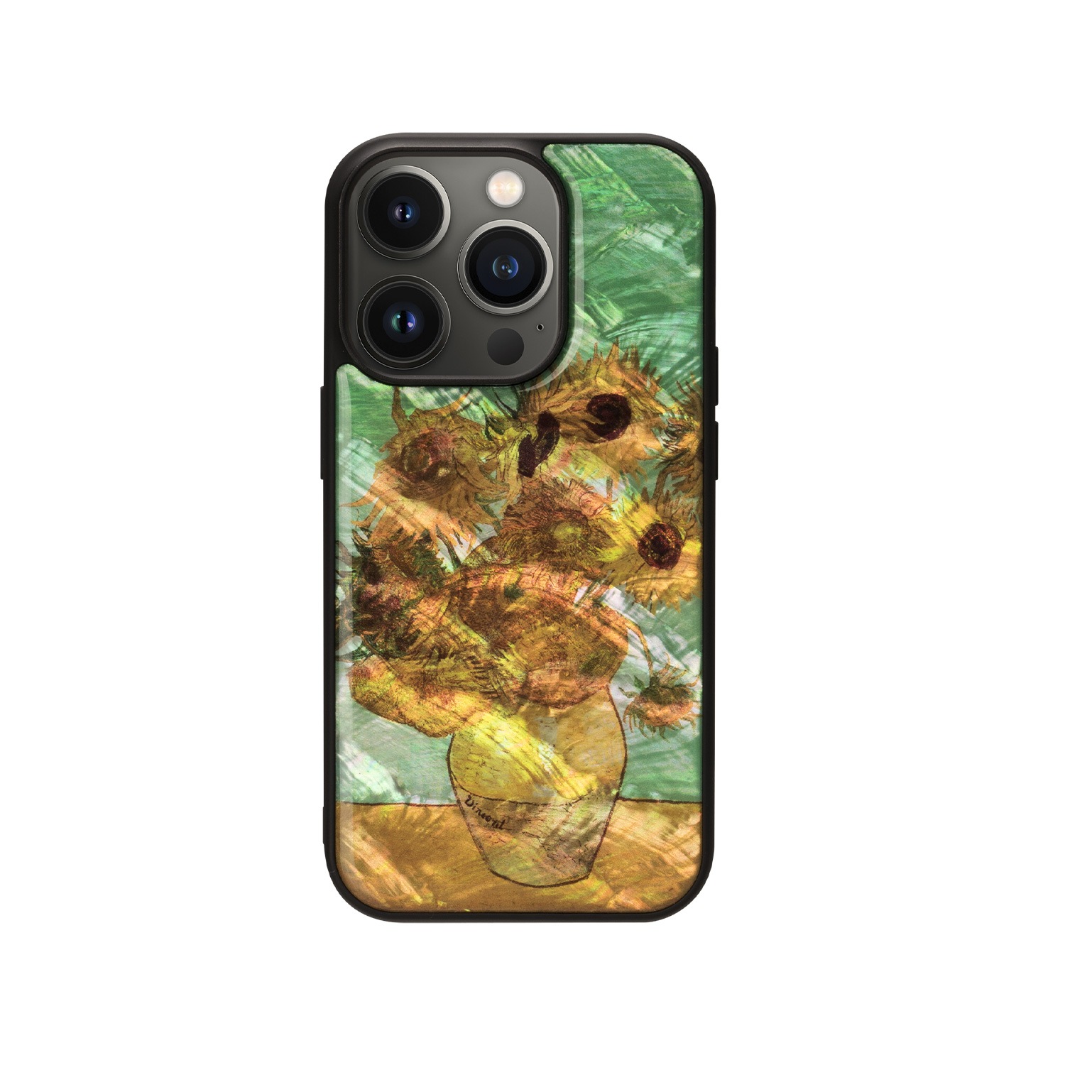ikins 天然貝ケース [ iPhone 14 / 14 Pro ] 名画シリーズ ゴッホ パール