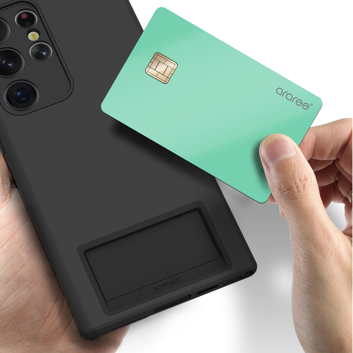 araree Galaxy S23 Ultra 対応 カードスロット付き Air Slot ブラック [SAMSUNGの公式認証]