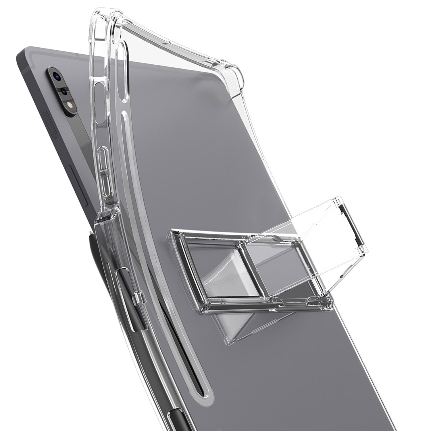 araree Galaxy Tab S8+ ペンホルダー付きスタンドケース Flexield クリア【サムスン公式認証品】