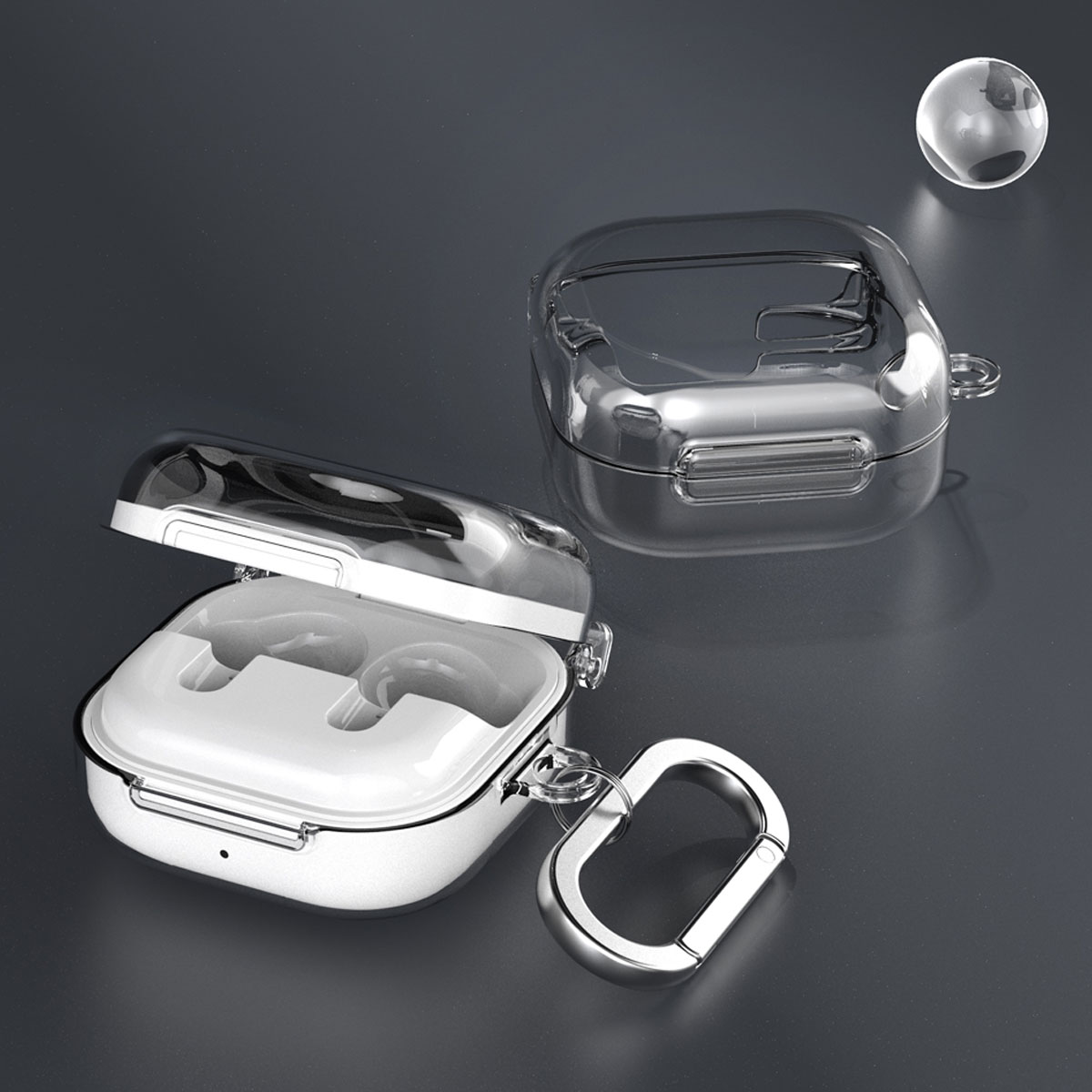 【Samsung公式認証】Galaxy Buds4 / Buds4 Pro 透明ケース カラビナ付き Nu:kin ハードクリアケース