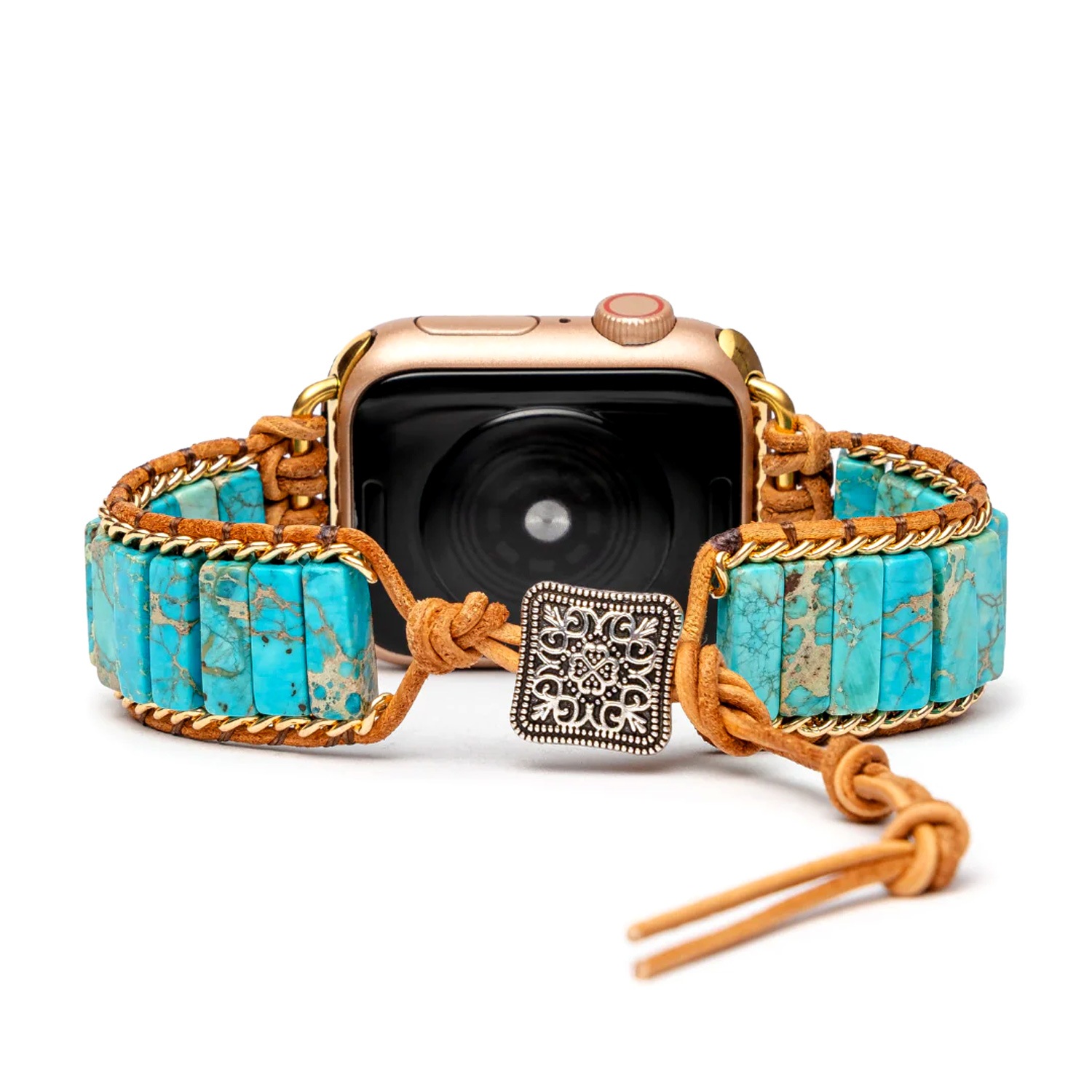 [Apple Watch 49/46/45/44/42mm 42/41/40/38mm用] アップルウォッチバント 天然石×ハンドメイド ネイティブターコイズ L/Sサイズ