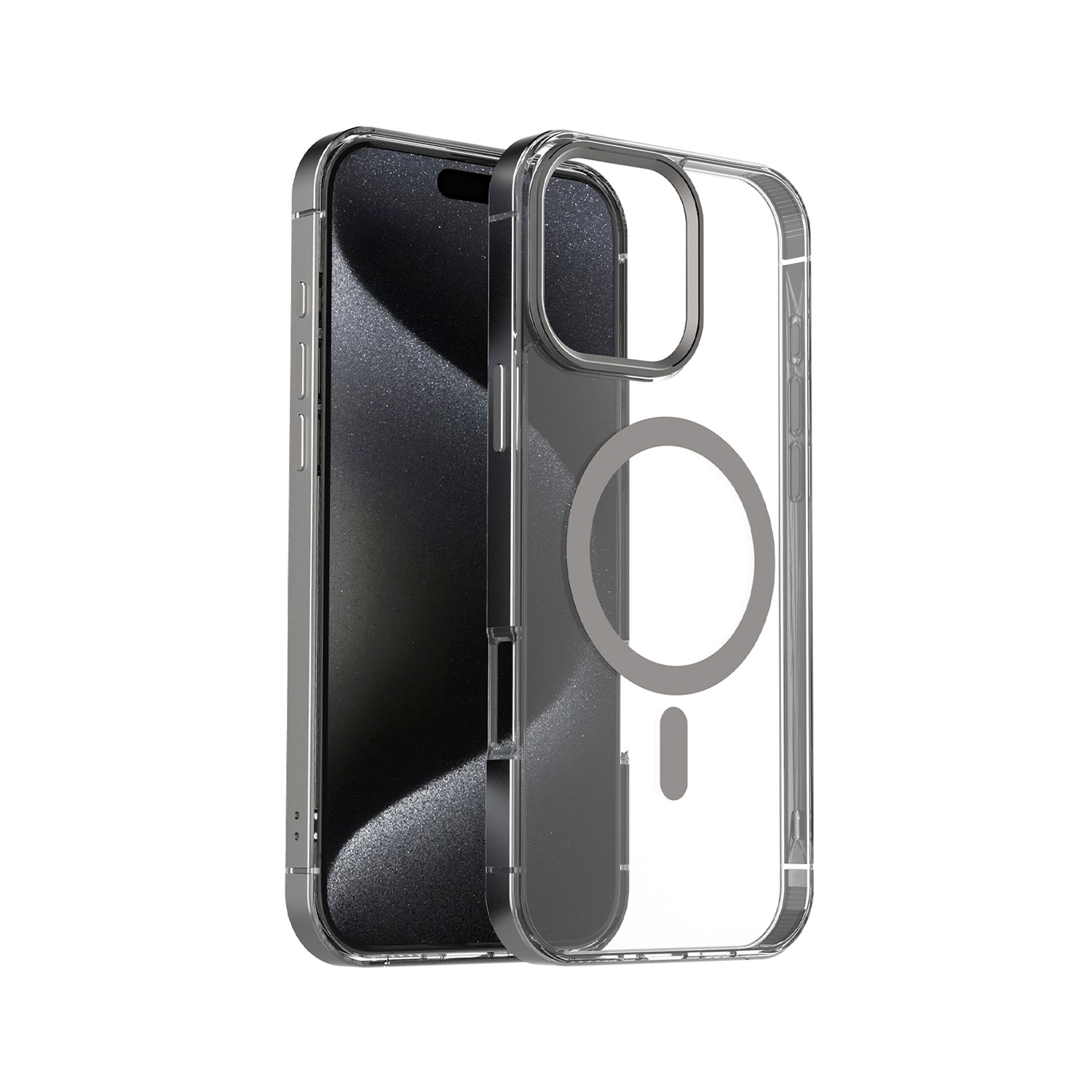 [ iPhone 17 用] MagSafe対応 METAL CASE バンパー風 アルミニウム TPU 二重構造 透明 背面カバー for iPhone 16 / iPhone 16 Pro