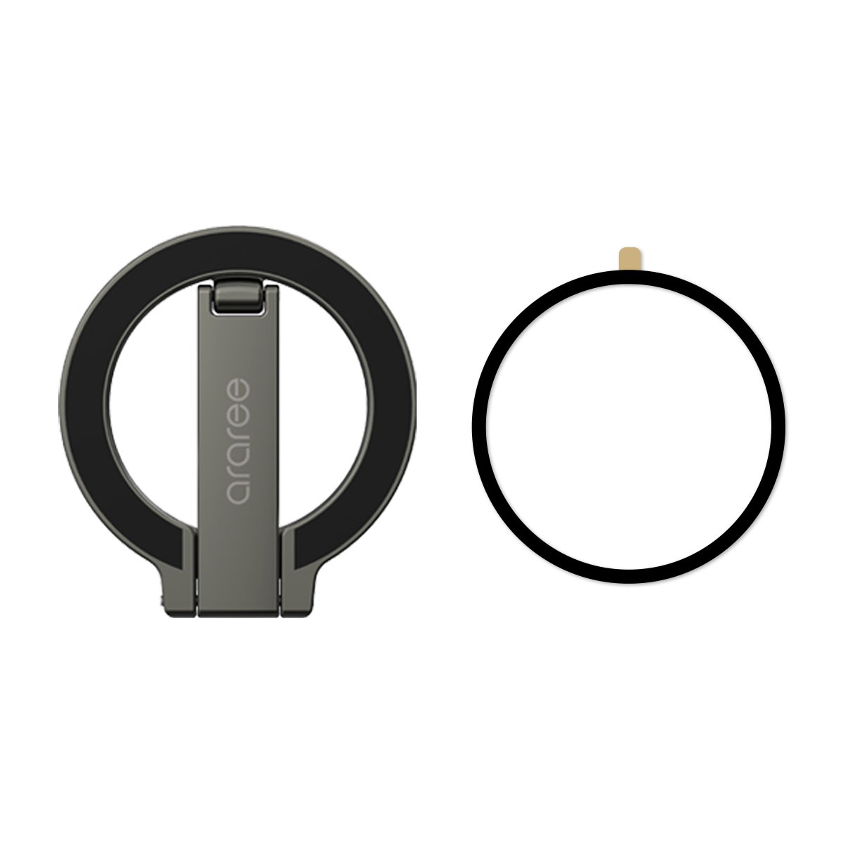 A-RING DUAL ガンメタル [MagSafe対応 スマホリング スタンド] for iPhoneシリーズ グリップｘスタンドｘマウント