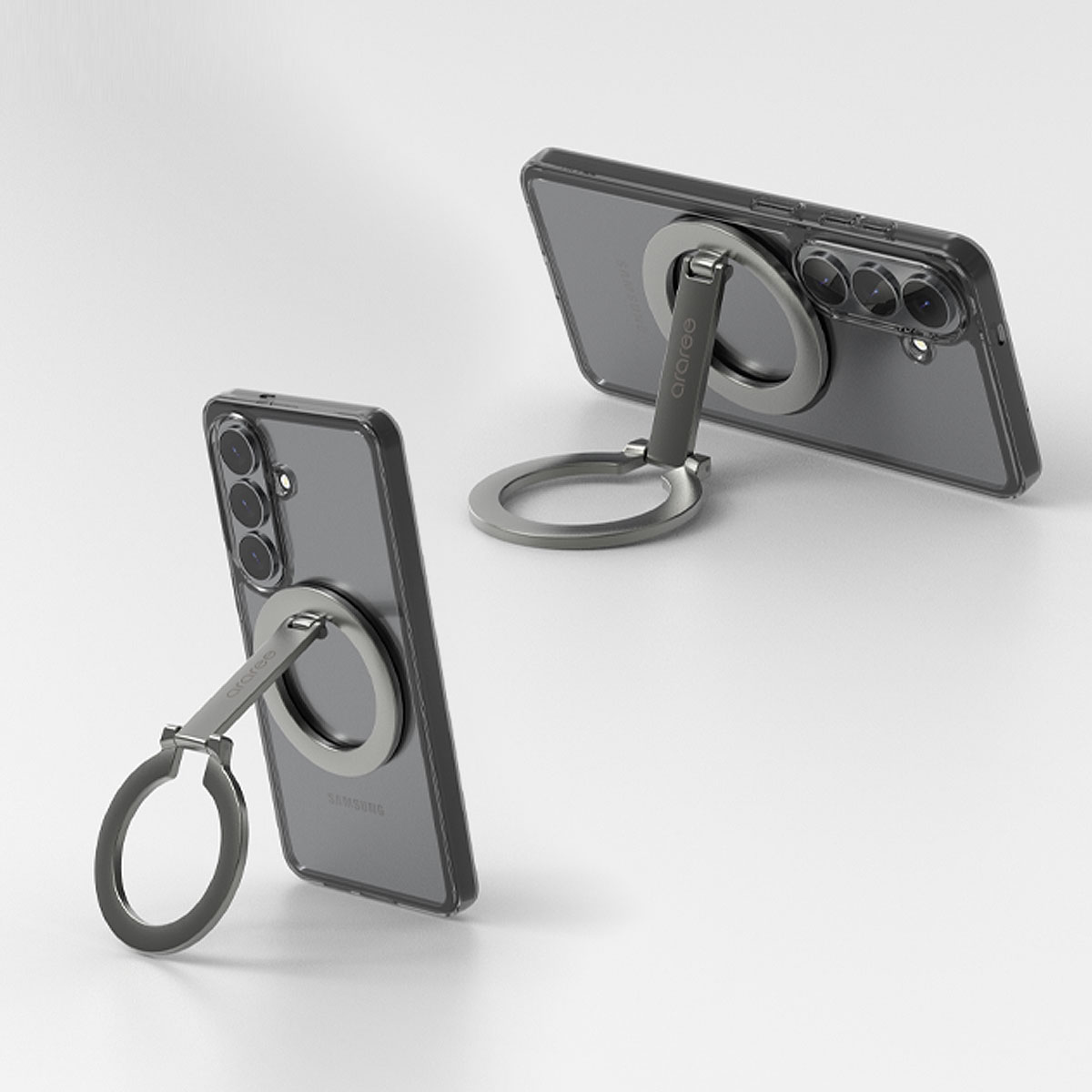 A-RING DUAL ガンメタル [MagSafe対応 スマホリング スタンド] for iPhoneシリーズ グリップｘスタンドｘマウント