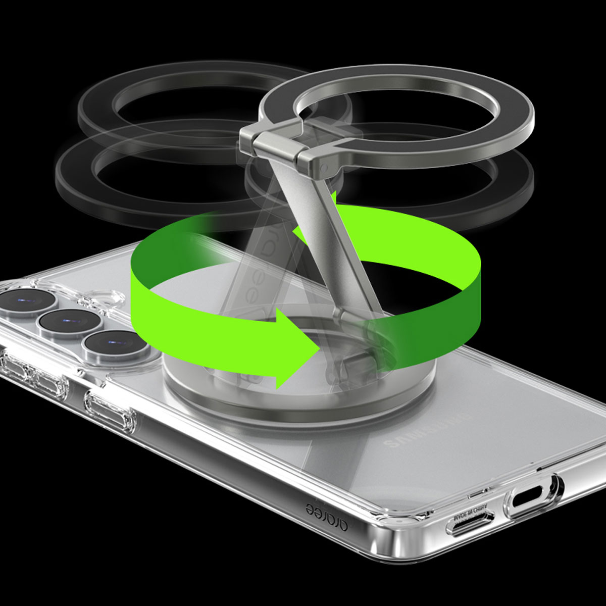 A-RING DUAL ガンメタル [MagSafe対応 スマホリング スタンド] for iPhoneシリーズ グリップｘスタンドｘマウント