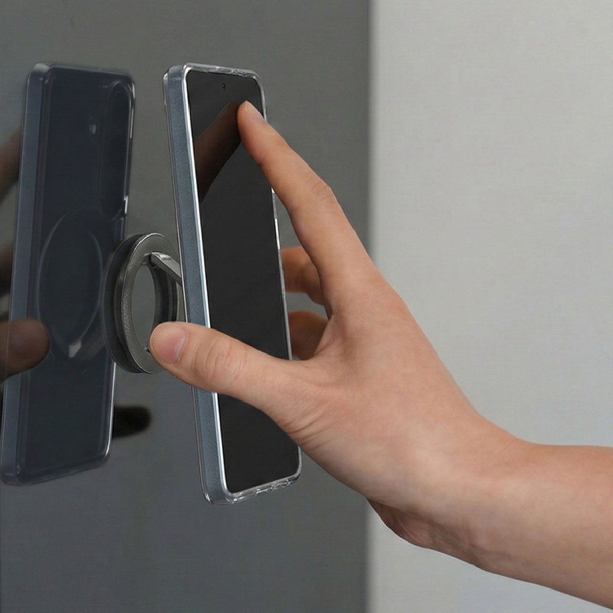 A-RING DUAL ガンメタル [MagSafe対応 スマホリング スタンド] for iPhoneシリーズ グリップｘスタンドｘマウント