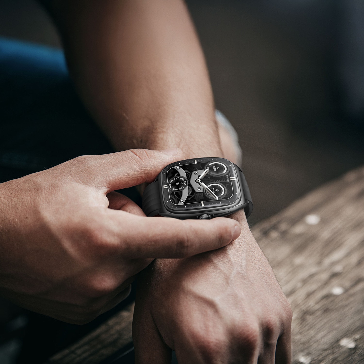 スマートウォッチ 1-Wear Curvex [AIインサイト搭載 IP68防水 24時間ヘルスモニタリング] ブラック チタニウム ＜予約受付中＞