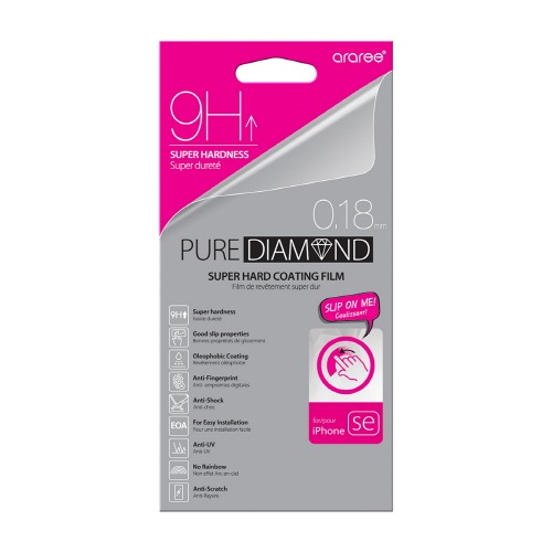 iPhone SE フィルム araree Pure Diamond 9H Film（アラリー ピュアダイアモンド）アイフォン 液晶保護 se/5s/5用 iPhone SE/5s/5