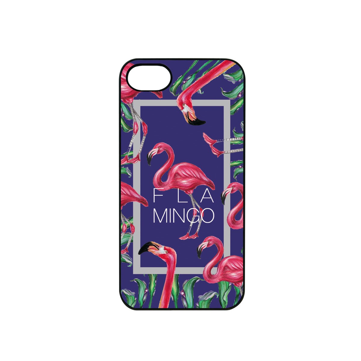 iPhone SE (第3世代) ケース カバー Dparks ブラックケース FLAMINGO SQUARE [iPhone SE3/SE2/8/7]