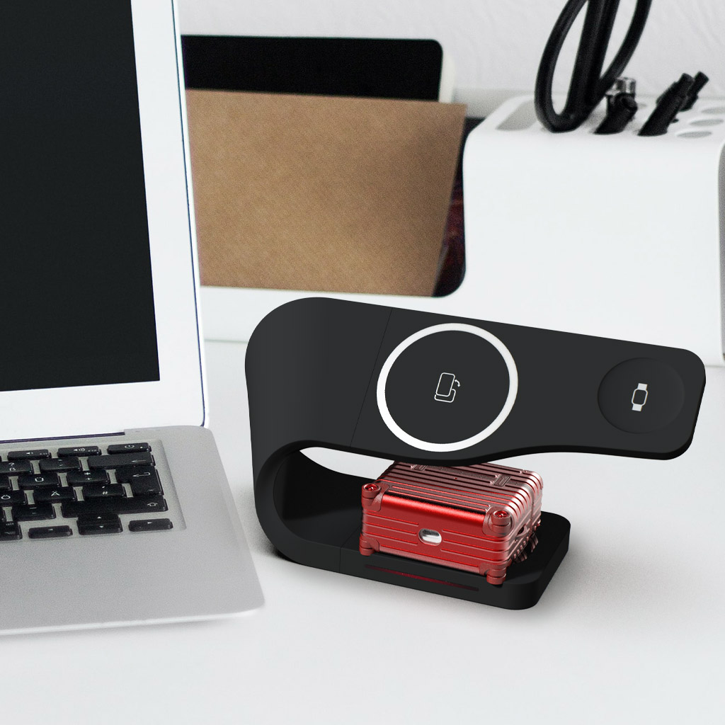 miak ワイヤレスチャージャー 3in1 Wave ワイヤレス充電スタンド [ for iPhone Apple Watch AirPods 同時充電 Android ]