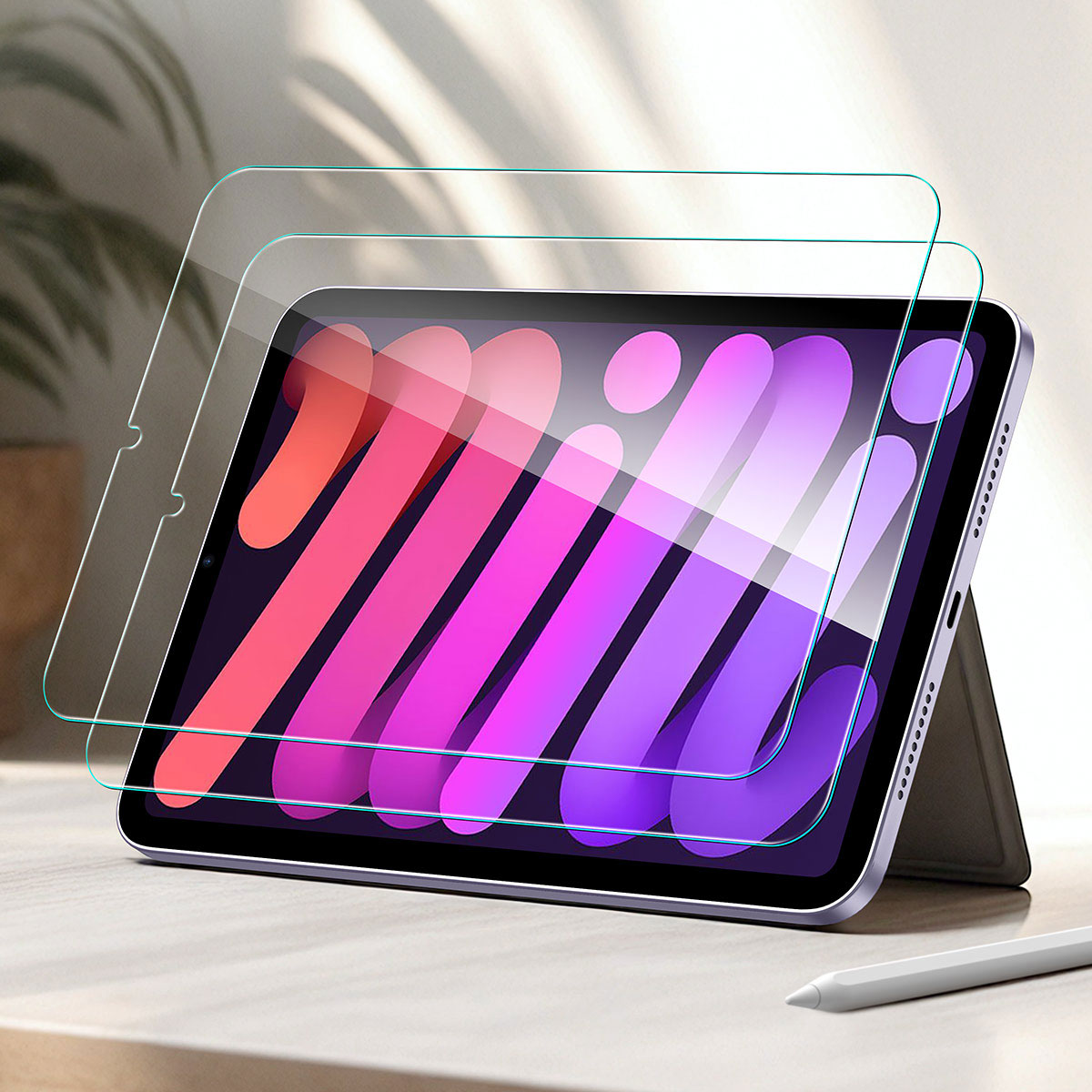 iPad mini（A17 Pro/第6世代）9H 強化ガラスフィルム（2枚入り）[貼り付けガイド付き 指紋防止]