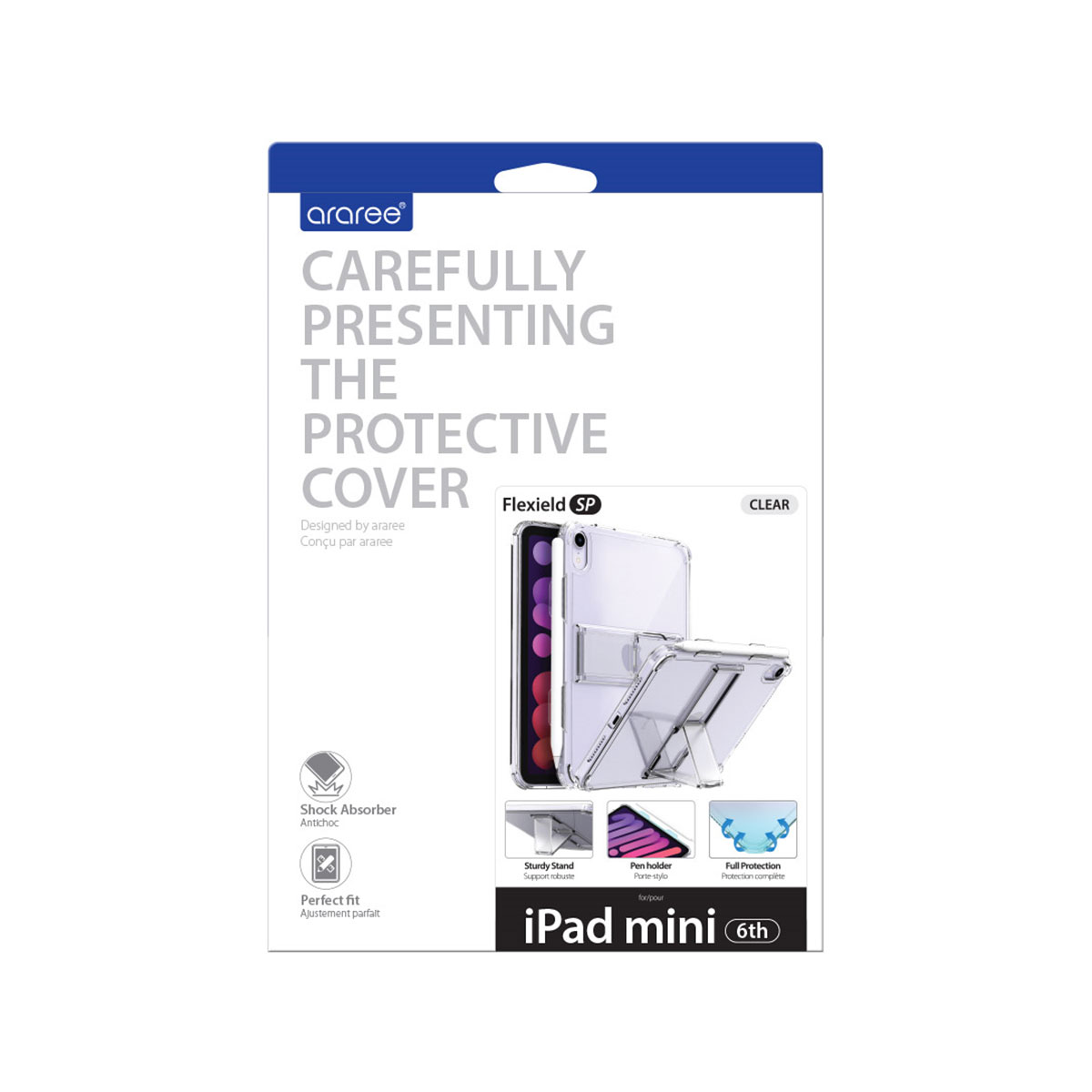 FLEXIELD ペンホルダー付き スタンドケース for iPad mini（A17 Pro）/ iPad mini（第6世代）クリアケース