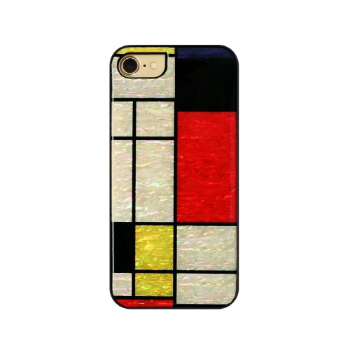 iPhone SE (第3世代) ケース カバー ikins 天然貝ケース 幾何学デザイン [iPhone SE3/SE2/8/7] Mondrian Pyramid Equator