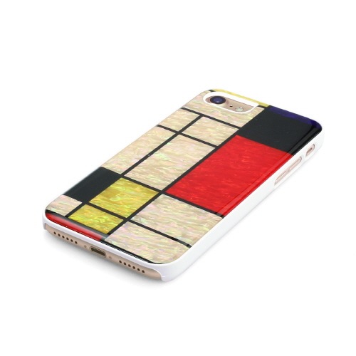 iPhone SE (第3世代) ケース カバー ikins 天然貝ケース 幾何学デザイン [iPhone SE3/SE2/8/7] Mondrian Pyramid Equator