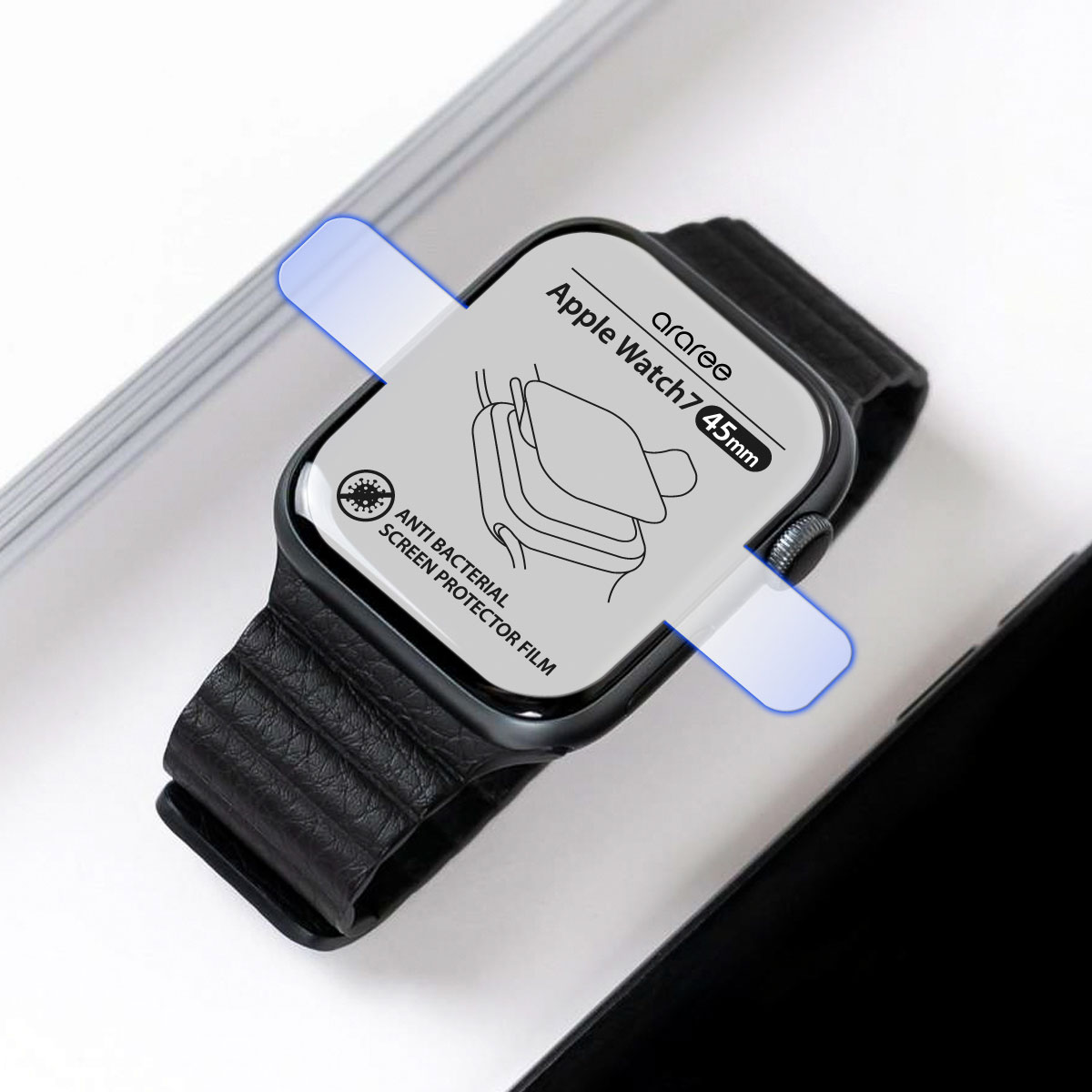 araree Apple Watch 45mm 41mm 用 フィルム (2枚入り) PURE DIAMOND 抗菌保護フィルム