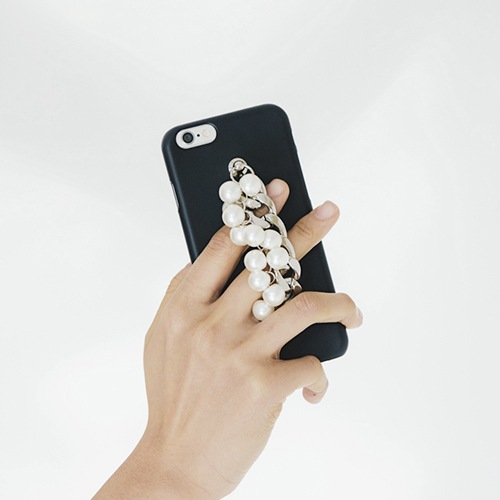 iPhone6s/6 ケース パール＆チェーン カバーmidnight moment ｘ abbi （ミッドナイトモーメント アビィ）アイフォン