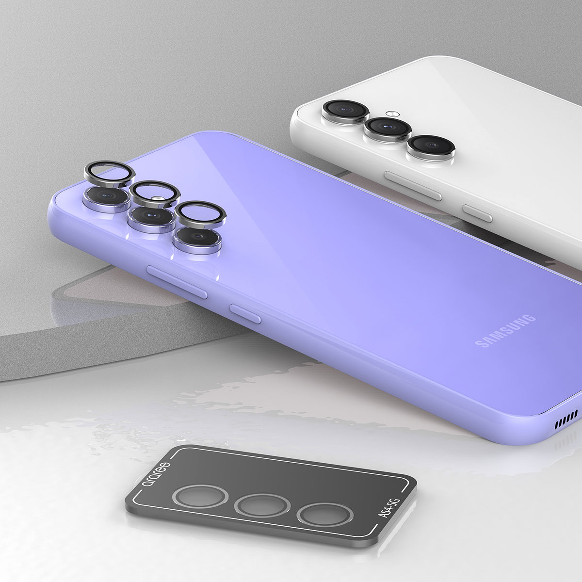 araree Galaxy A54 カメラ専用強化ガラスフィルム C-SUB CORE メタルリング 