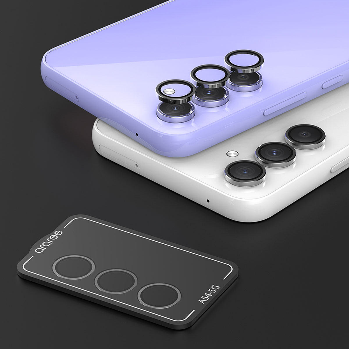 araree Galaxy A54 カメラ専用強化ガラスフィルム C-SUB CORE メタルリング 