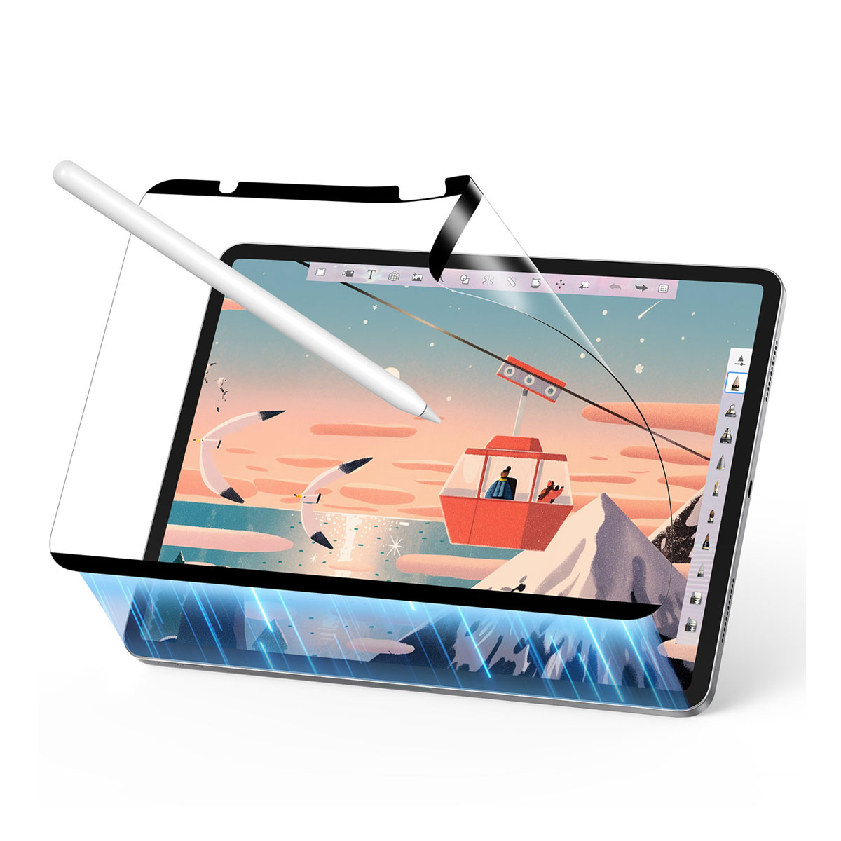 ESR マグネット式ペーパーテクスチャーフィルム for iPad (A16)