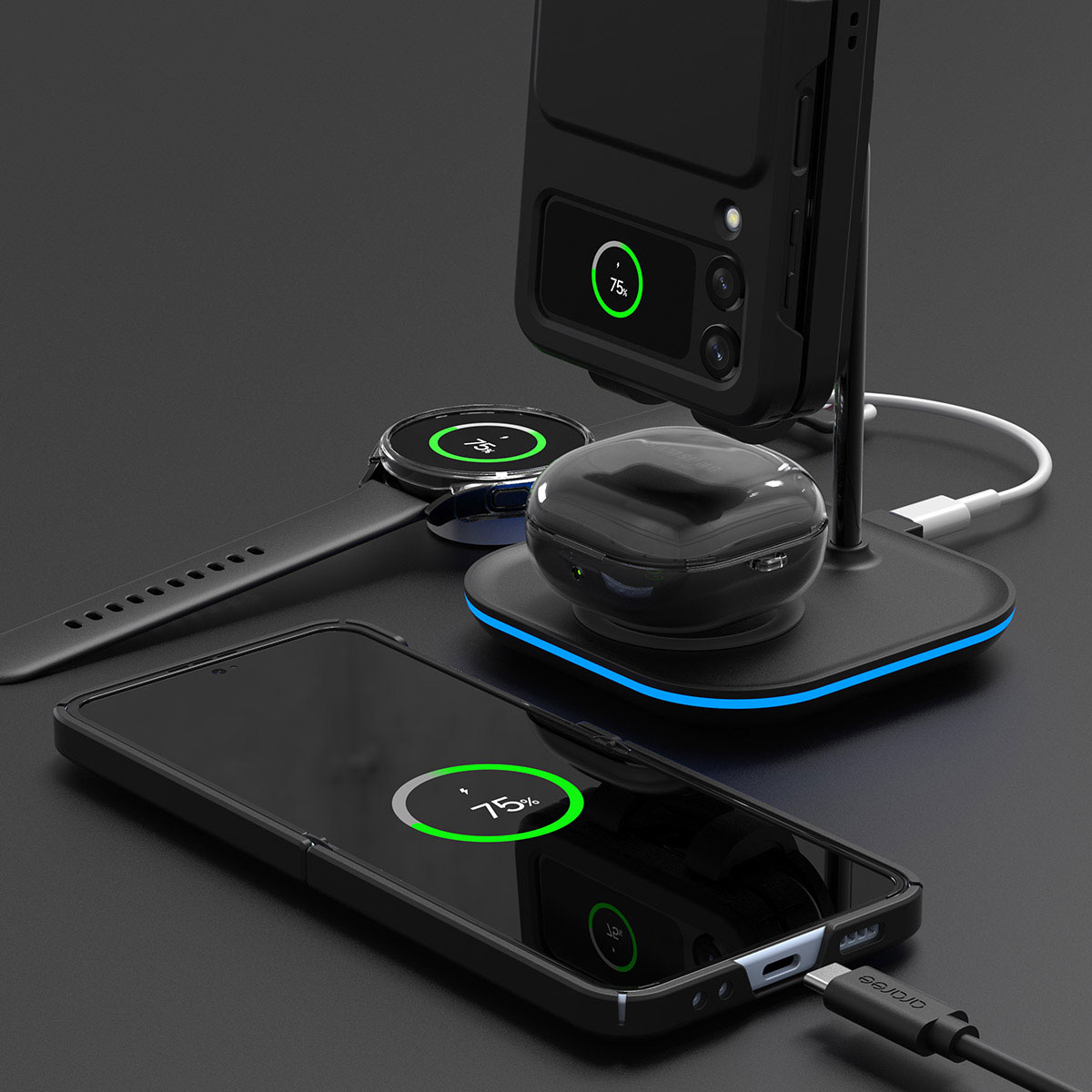 araree Galaxy Z Flip 4 ヒンジまで保護する ケース Aero Flex ストラップホール付き カバー [SAMSUNGの公式認証品]