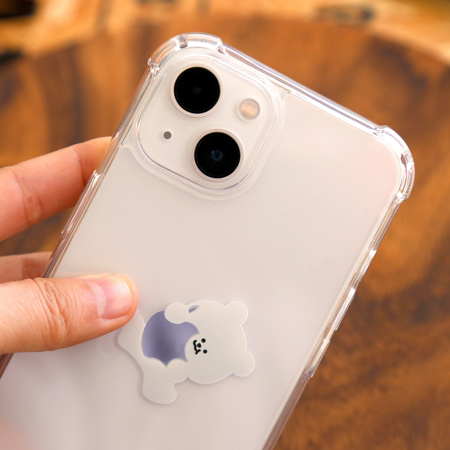 168cm iPhone 13 Pro バックカバー ハイブリッドクリアケース リンゴとくまちゃん [ iPhone 13 / 13 Pro / 13 mini ]