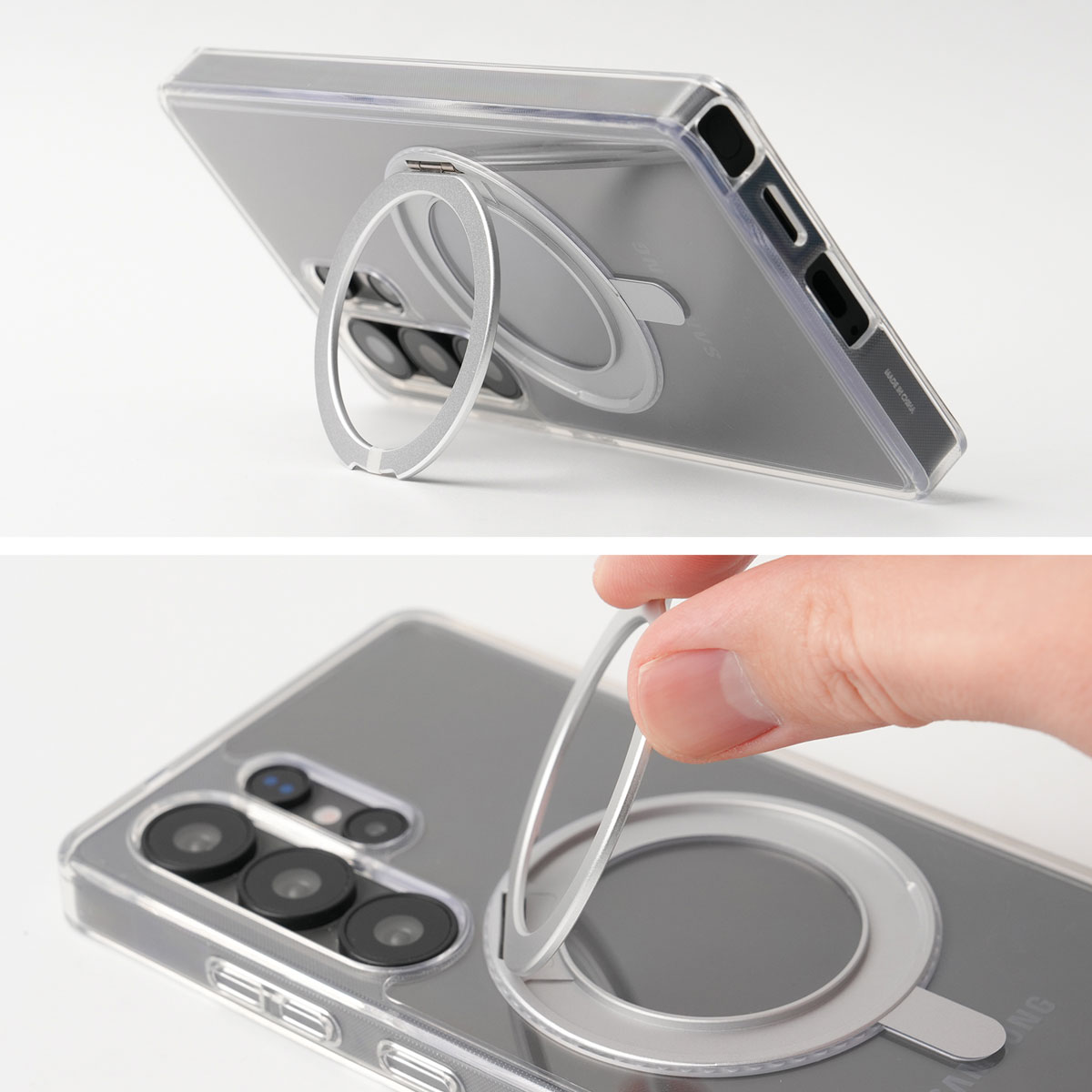 Galaxy S25 Ultra 360°回転 リングスタンド付き MagSafe対応 DUPLE M STAND 米軍MIL規格 カバー