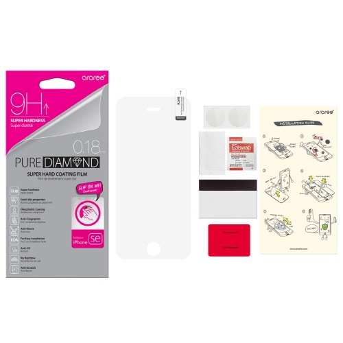 iPhone SE フィルム araree Pure Diamond 9H Film（アラリー ピュアダイアモンド）アイフォン 液晶保護 se/5s/5用 iPhone SE/5s/5