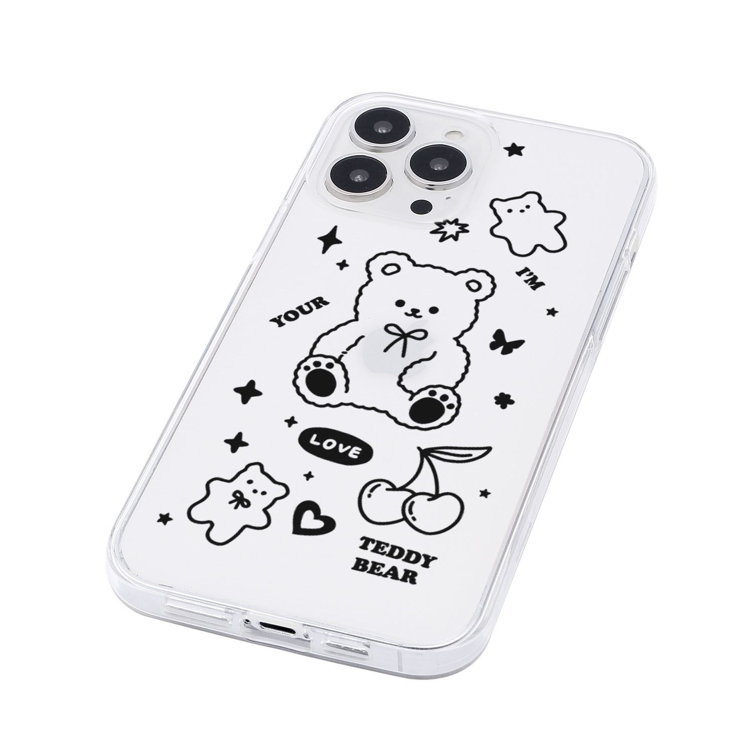 AKAN [ iPhone 15 / 15 Pro 用] ソフト クリアケース ベア Bear Dream 透明 カバー