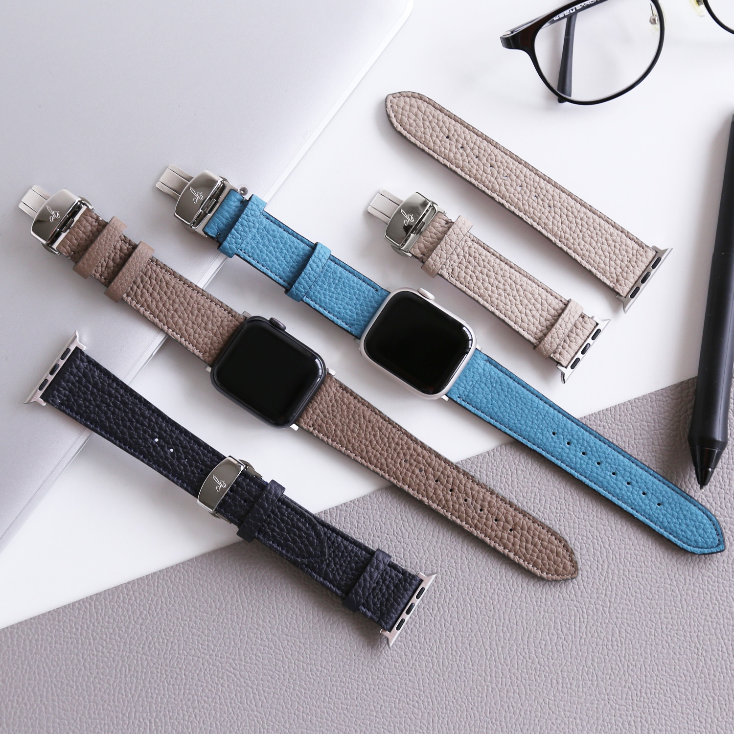 アップルウォッチ 本革 交換ベルト シュランケンカーフバンド 日本製 for Apple Watch 49/46/45/44mm (Ultra2/1,Series10-1,SE) ＜予約受付中＞