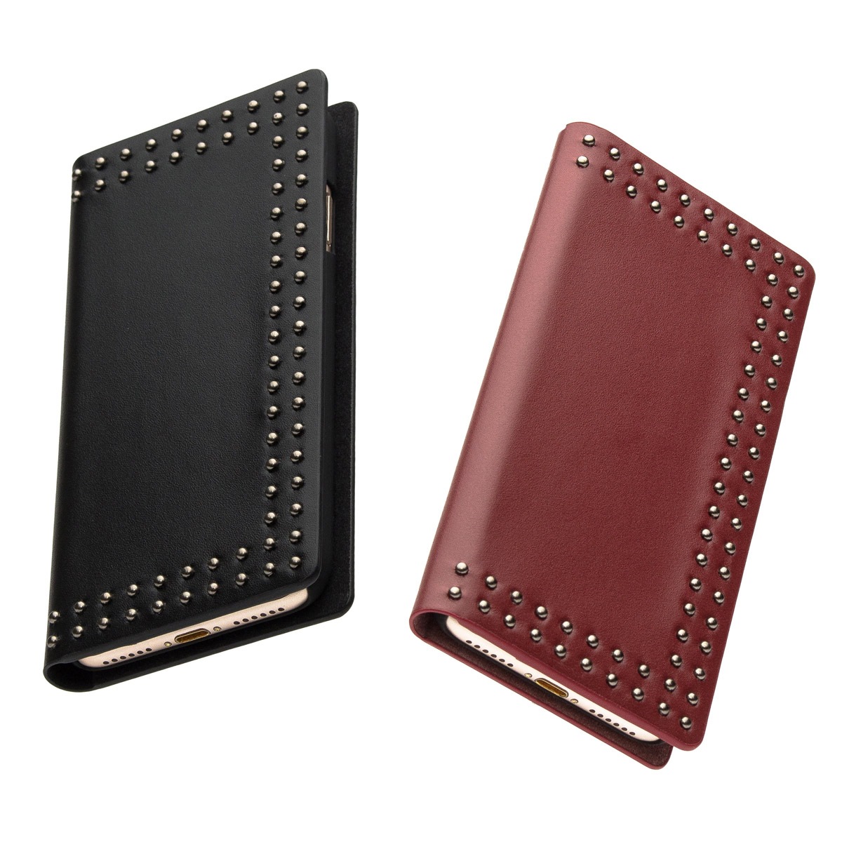 iPhone XS / X ケース iPhone XS Max ケース iPhone XR ケースEblouir Dot Studs Diary 手帳型 本革 （エブルイ ドットスタッズダイアリー）アイフォン カバー レザー