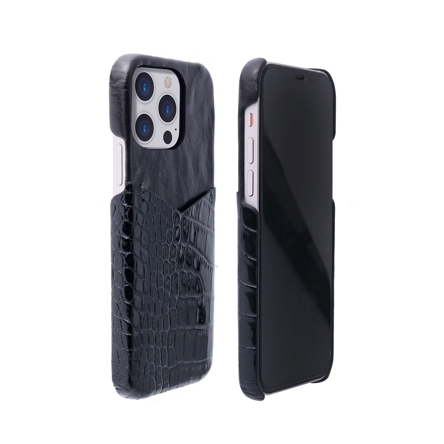 [iPhone 13 / 13 Pro 用] LIPARI & CORFU イタリアンレザー コンビ ポケット付き バックケース 本革 日本製