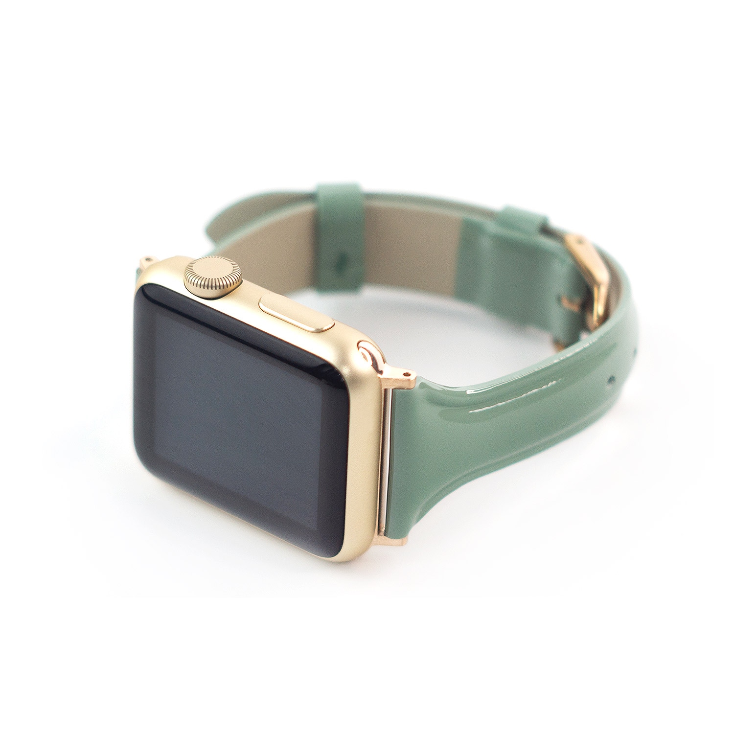 アップルウォッチ Slim Line 本革 エナメルバンド 交換バンド for Apple Watch 49mm, 46/45/44/42/41/40/38mm (Ultra2/1,Series10-1,SE)