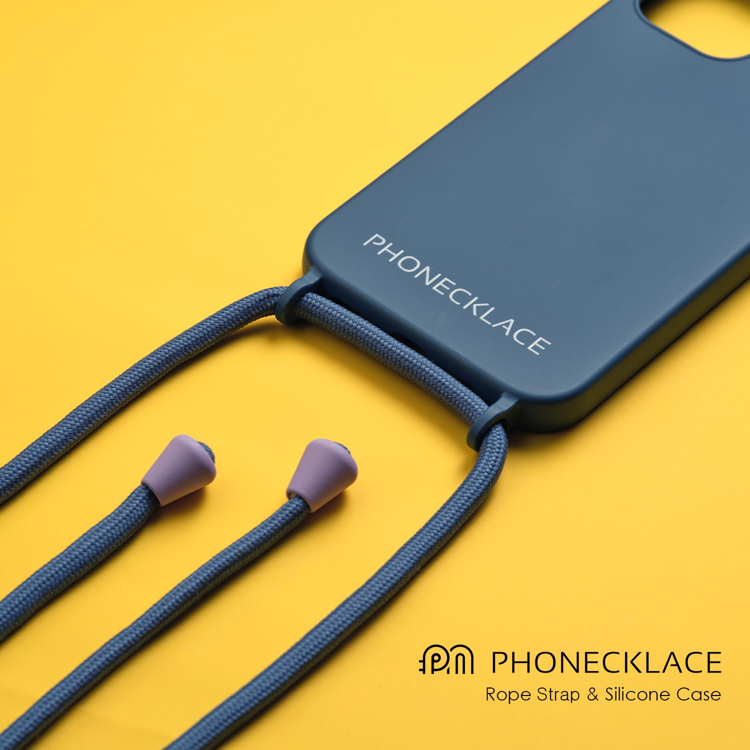 ロープ ネックストラップ付き シリコンケース ティールブルー PHONECKLACE [ iPhone 15 / 15 Pro 用] スマホショルダー クロスボディストラップ for iPhone14 / 13mini / 13 / 13Pro / 13ProMax