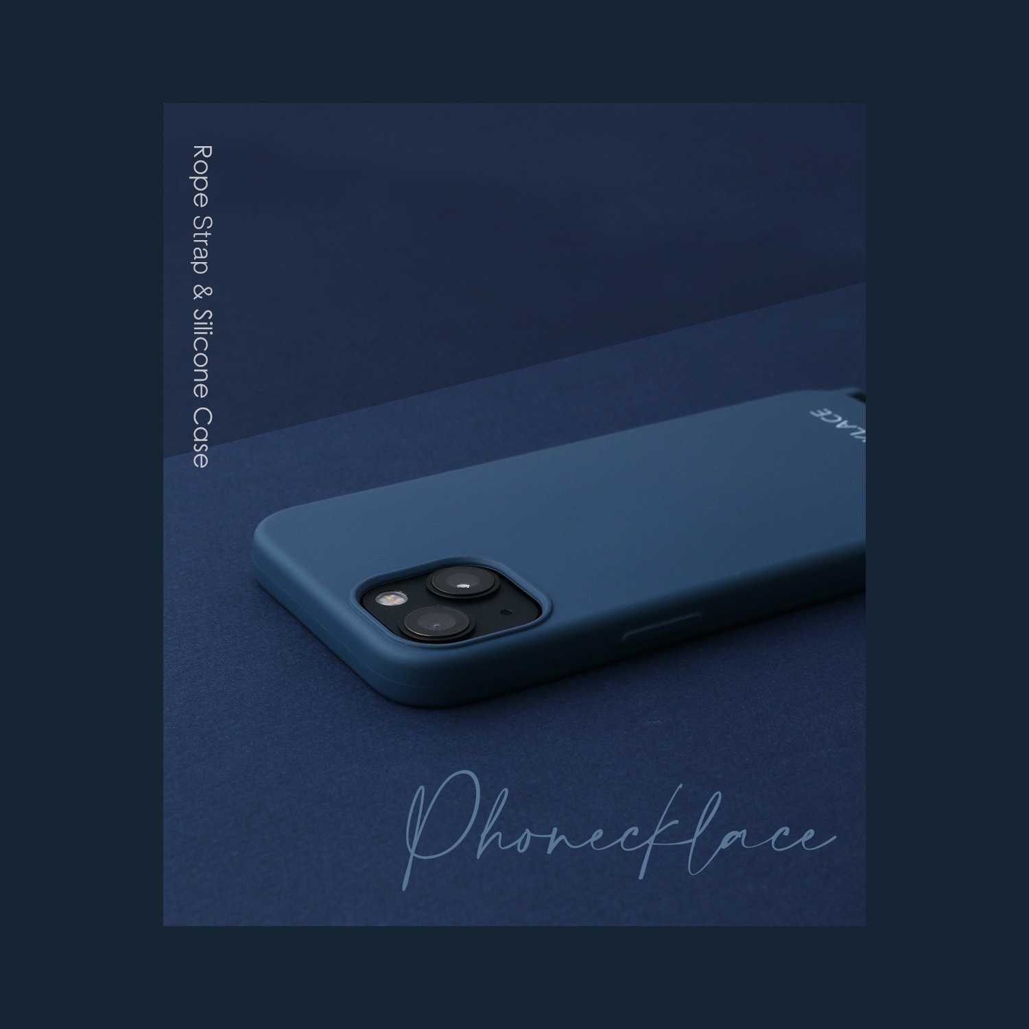 ロープ ネックストラップ付き シリコンケース ティールブルー PHONECKLACE [ iPhone 15 / 15 Pro 用] スマホショルダー クロスボディストラップ for iPhone14 / 13mini / 13 / 13Pro / 13ProMax