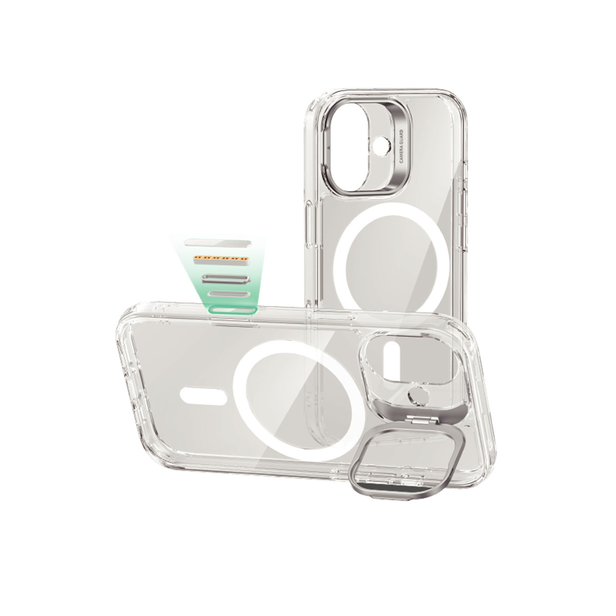 [ iPhone 17 / iPhone Air / 17 Pro / 17 Pro Max 用] 米軍MIL規格 Classic スタンド付きハイブリッドケース 透明カバー for iPhone 17 / 16 / 15 シリーズ