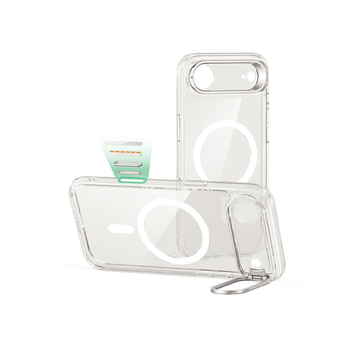 [ iPhone 17 / iPhone Air / 17 Pro / 17 Pro Max 用] 米軍MIL規格 Classic スタンド付きハイブリッドケース 透明カバー for iPhone 17 / 16 / 15 シリーズ