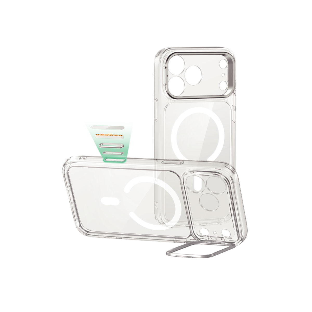 [ iPhone 17 / iPhone Air / 17 Pro / 17 Pro Max 用] 米軍MIL規格 Classic スタンド付きハイブリッドケース 透明カバー for iPhone 17 / 16 / 15 シリーズ