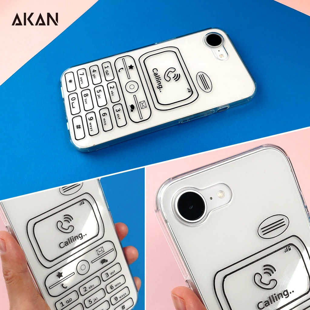 [iPhone 16e 用] ソフト クリアケース レトロコール 透明カバー