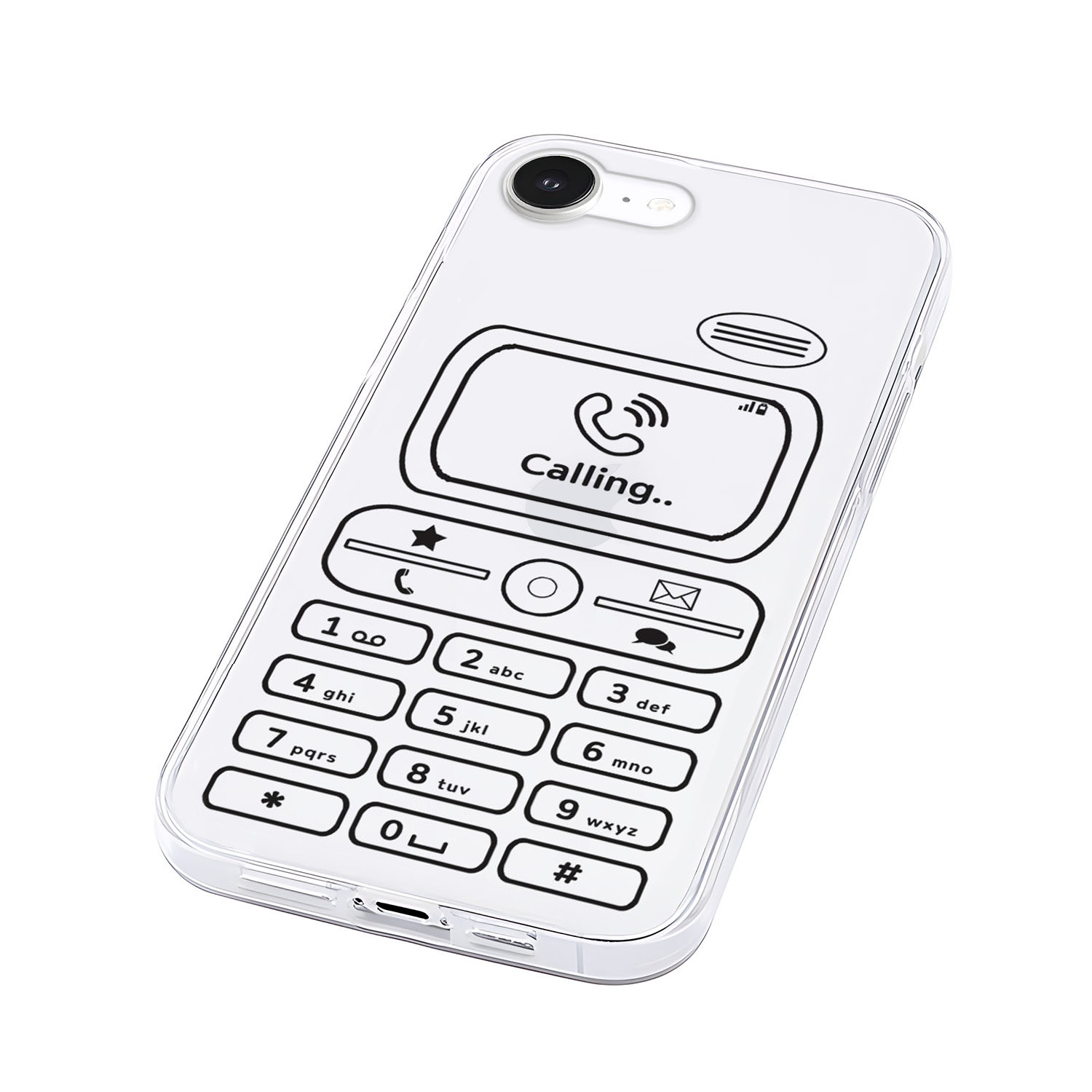 [iPhone 16e 用] ソフト クリアケース レトロコール 透明カバー