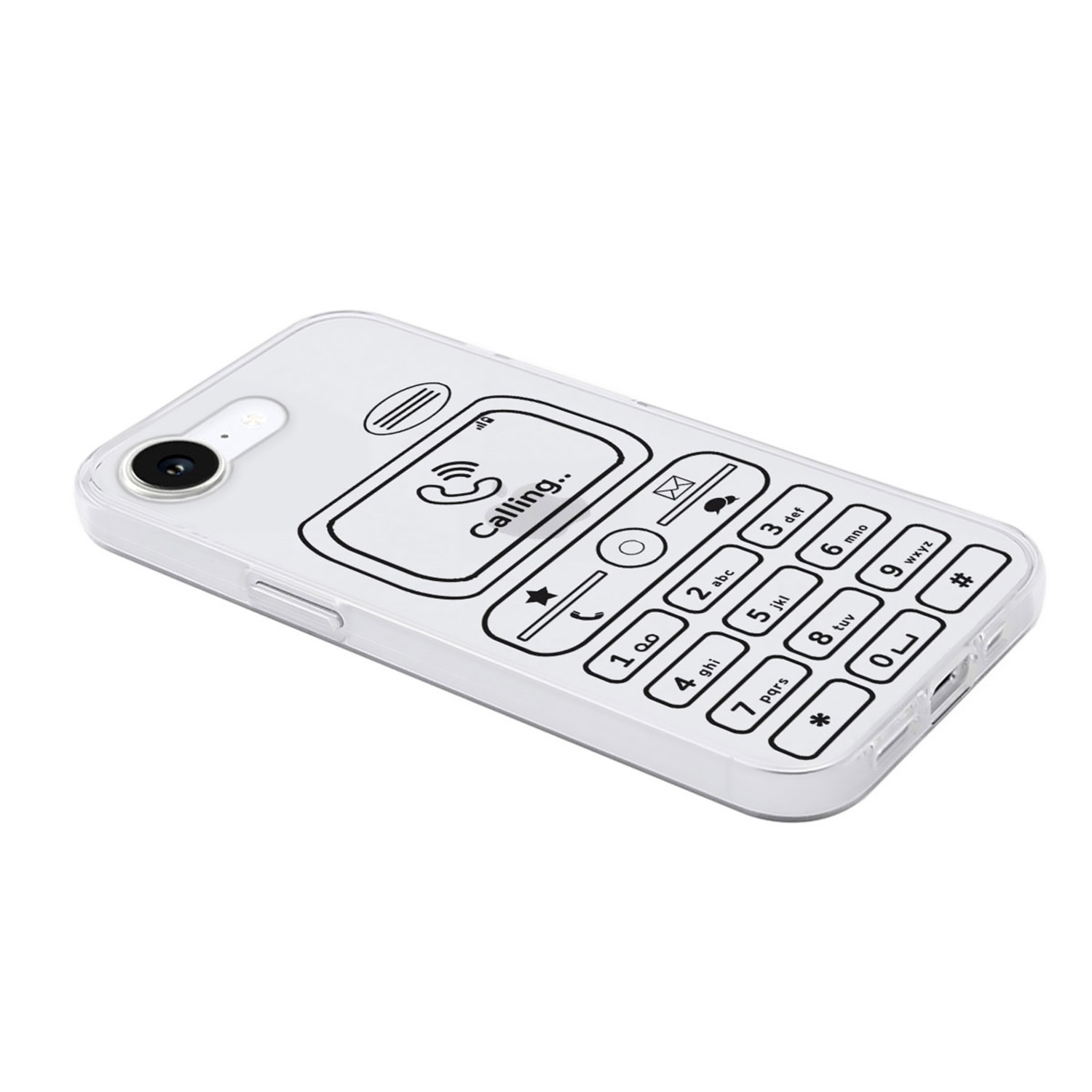 [iPhone 16e 用] ソフト クリアケース レトロコール 透明カバー