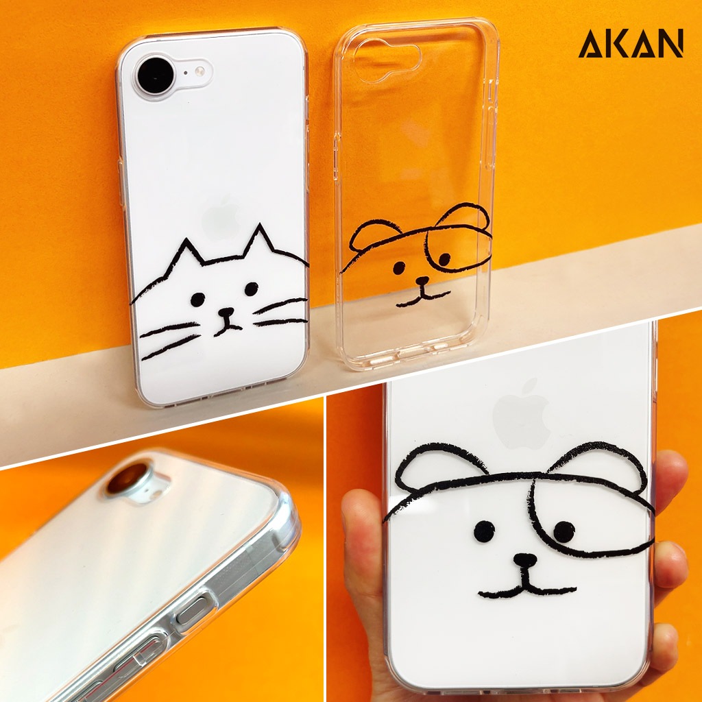 [iPhone 16e 用] ソフト クリアケース MYPETネコ イヌ 透明カバー