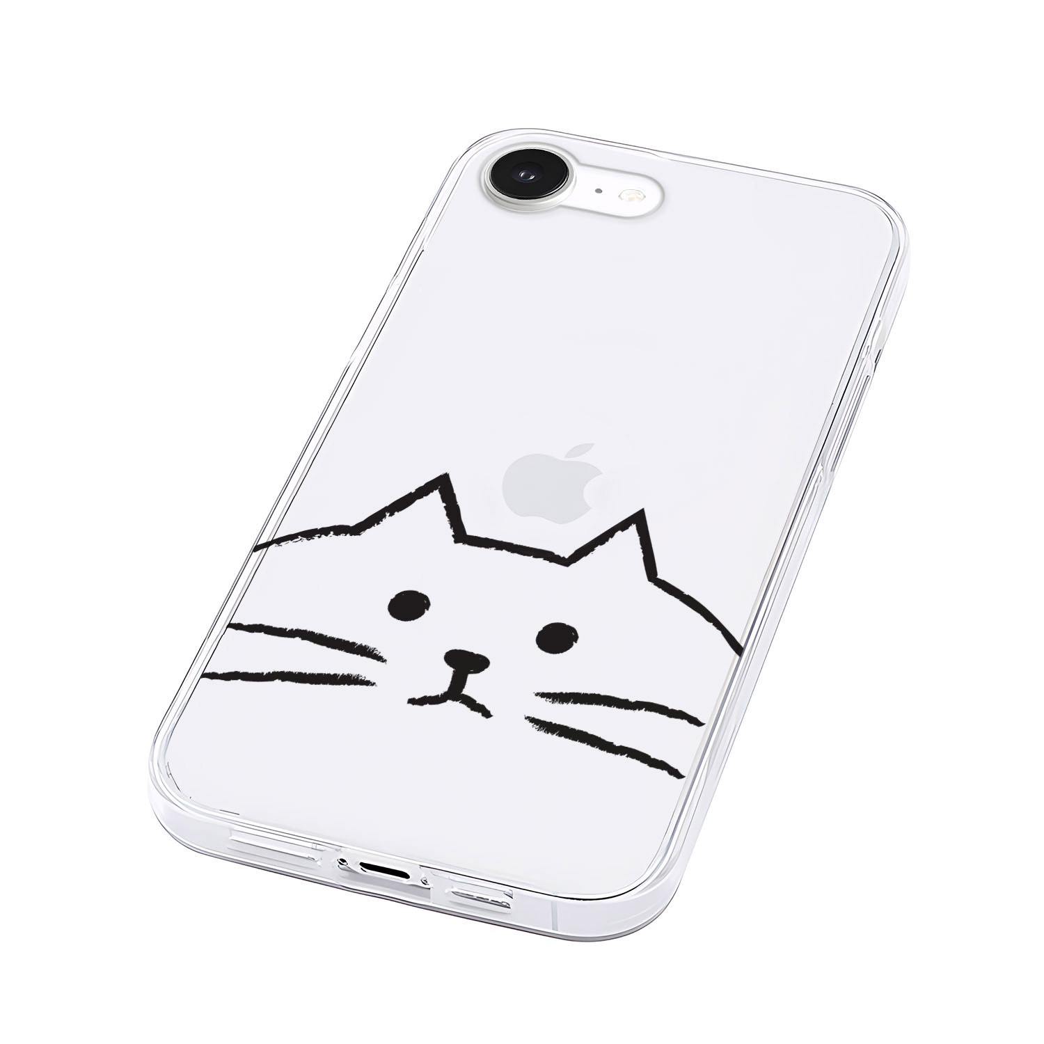 [iPhone 16e 用] ソフト クリアケース MYPETネコ イヌ 透明カバー