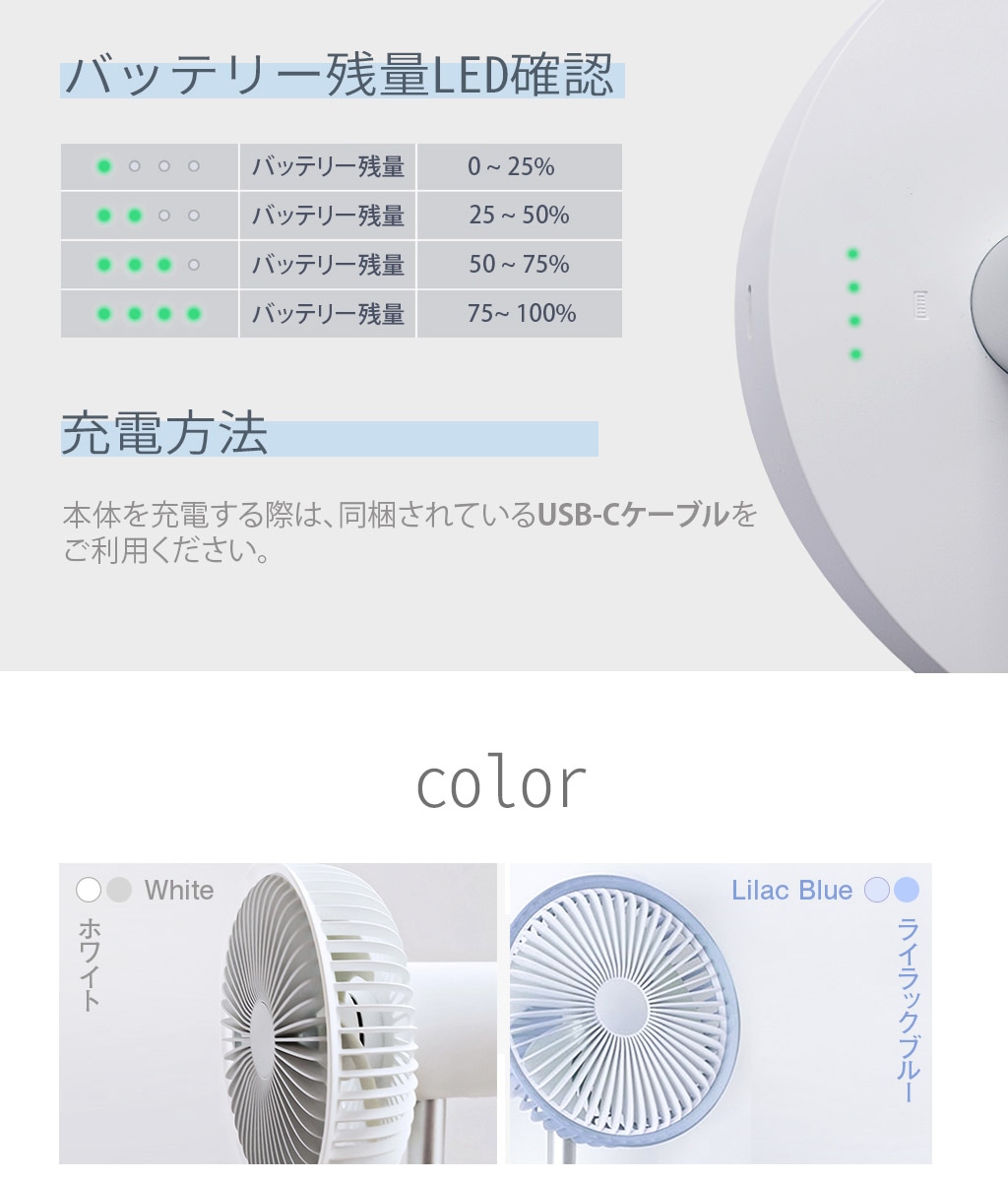 最大36時間 BARSET 4D FAN 多機能コードレス 卓上扇風機 ＆ サーキュレーター [リモコン付き 高さ・首振り・上下角度調節 低騒音設計]