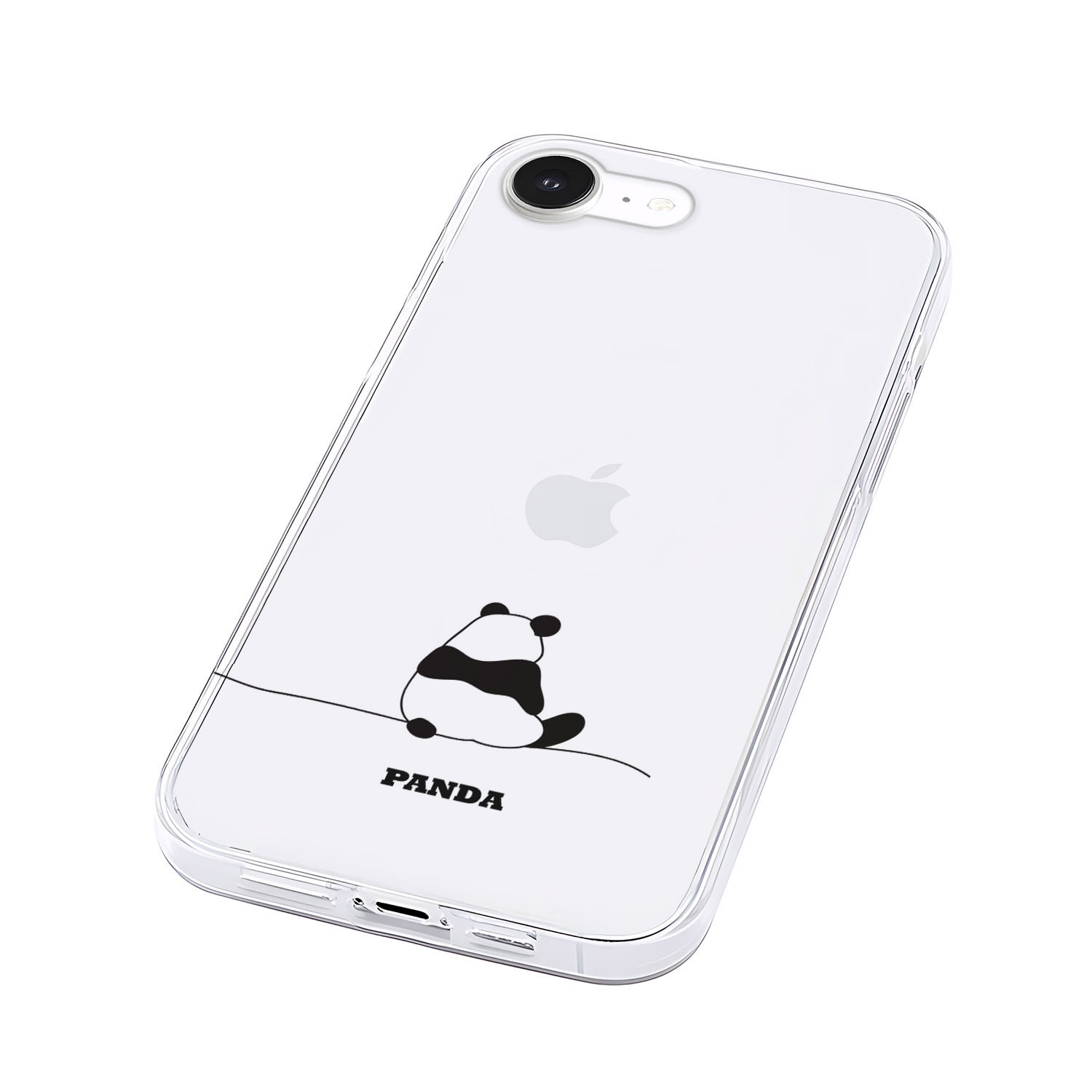 [iPhone 16e 用] ソフト クリアケース パンダ 透明カバー