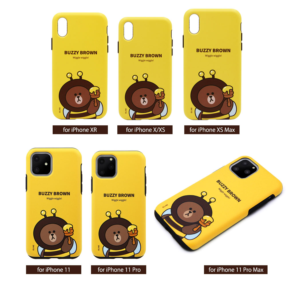 iPhone SE (第3世代) ケース カバー LINE FRIENDS JUNGLE BROWN DUAL GUARD  [iPhone SE3/SE2/11 Pro/11/11 Pro Max/XS/X]