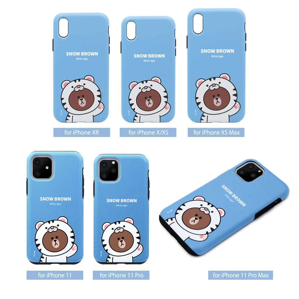 iPhone SE (第3世代) ケース カバー LINE FRIENDS JUNGLE BROWN DUAL GUARD  [iPhone SE3/SE2/11 Pro/11/11 Pro Max/XS/X]
