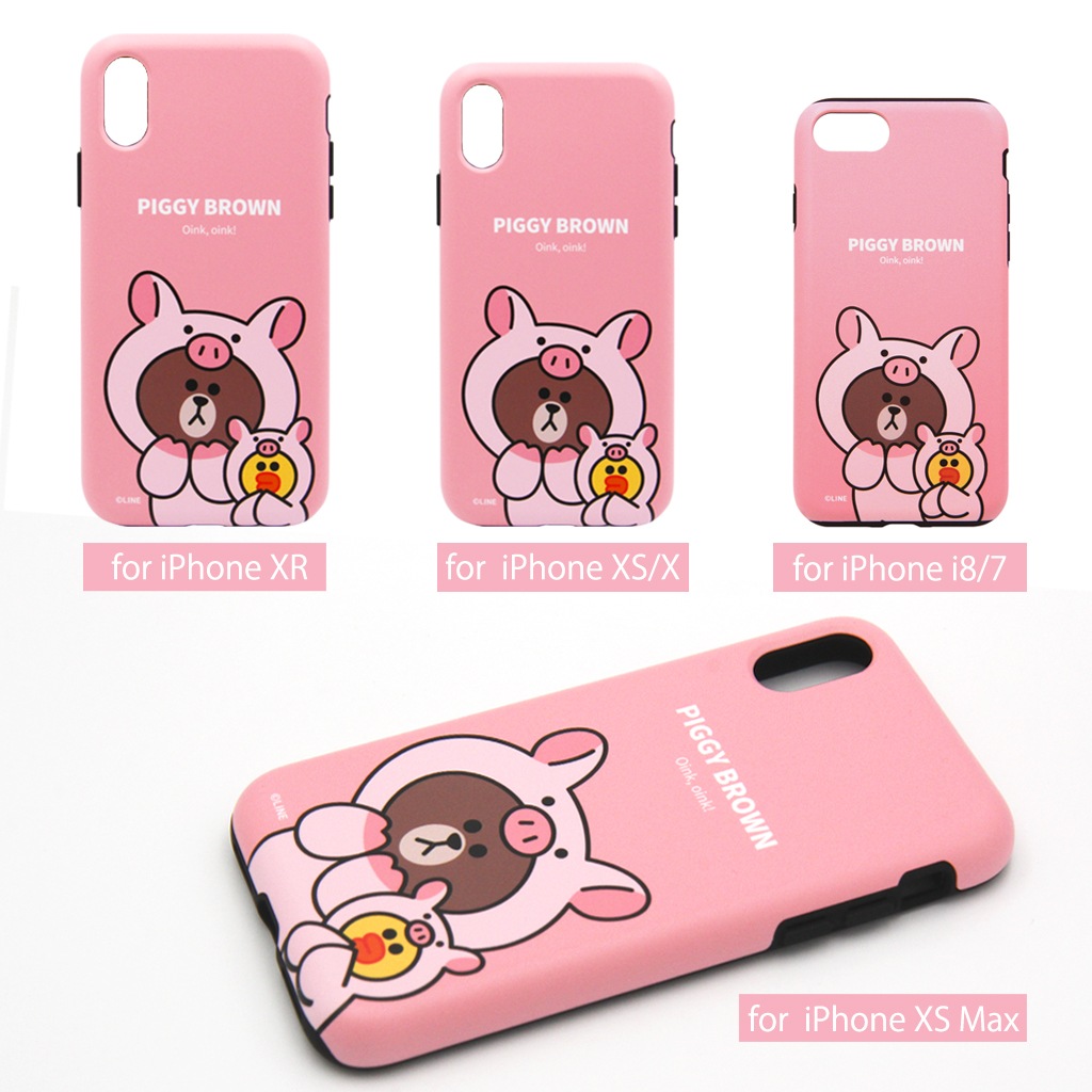 iPhone SE (第3世代) ケース カバー LINE FRIENDS JUNGLE BROWN DUAL GUARD  [iPhone SE3/SE2/11 Pro/11/11 Pro Max/XS/X]