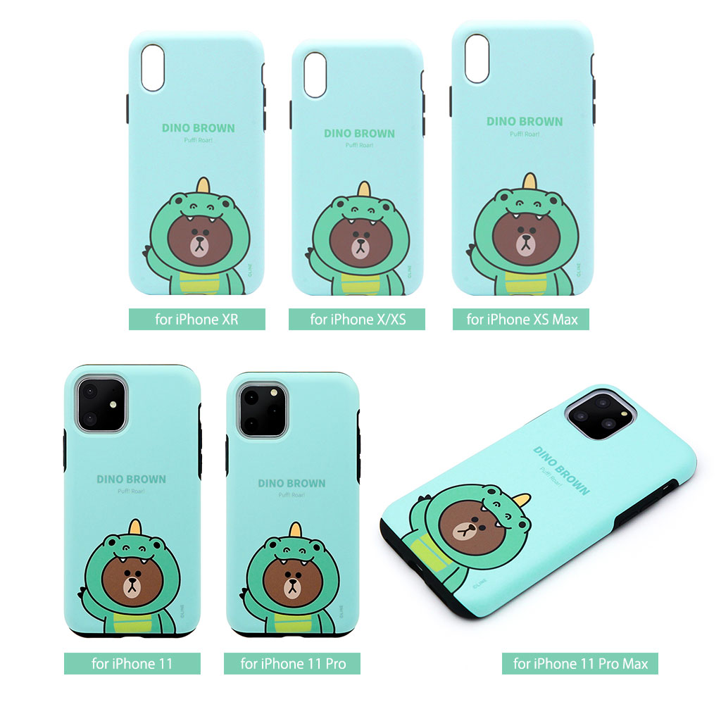 iPhone SE (第3世代) ケース カバー LINE FRIENDS JUNGLE BROWN DUAL GUARD  [iPhone SE3/SE2/11 Pro/11/11 Pro Max/XS/X]