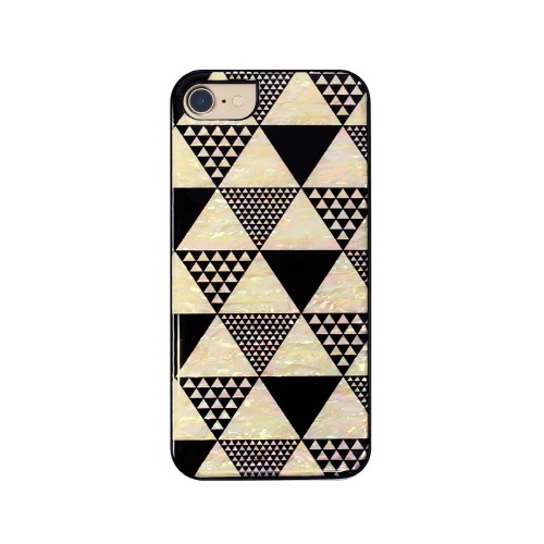 iPhone SE (第3世代) ケース カバー ikins 天然貝ケース 幾何学デザイン [iPhone SE3/SE2/8/7] Mondrian Pyramid Equator